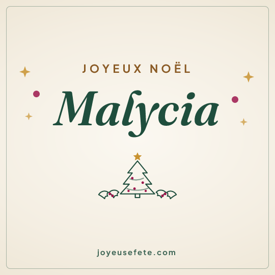 Image carrée « Joyeux Noël Malycia » pour WhatsApp