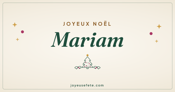 Image « Joyeux Noël Mariam » au format large