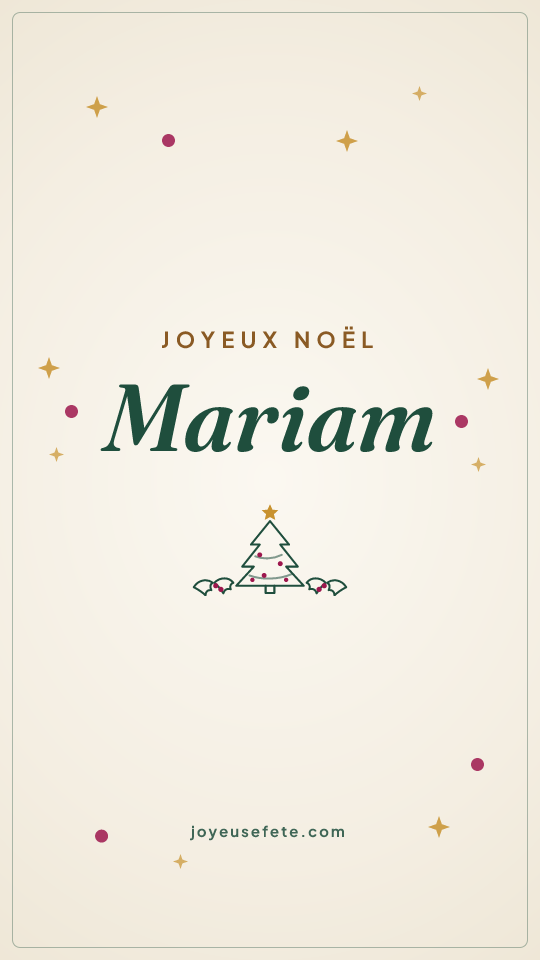 Image « Joyeux Noël Mariam » au format story