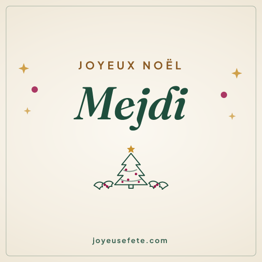 Image carrée « Joyeux Noël Mejdi » pour WhatsApp