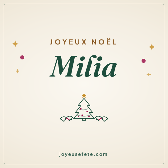 Image carrée « Joyeux Noël Milia » pour WhatsApp