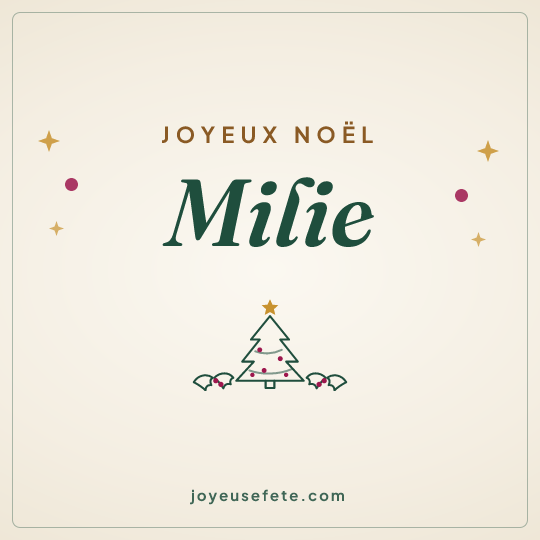 Image carrée « Joyeux Noël Milie » pour WhatsApp