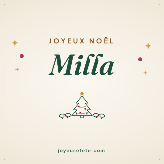Image carrée « Joyeux Noël Milla » pour WhatsApp