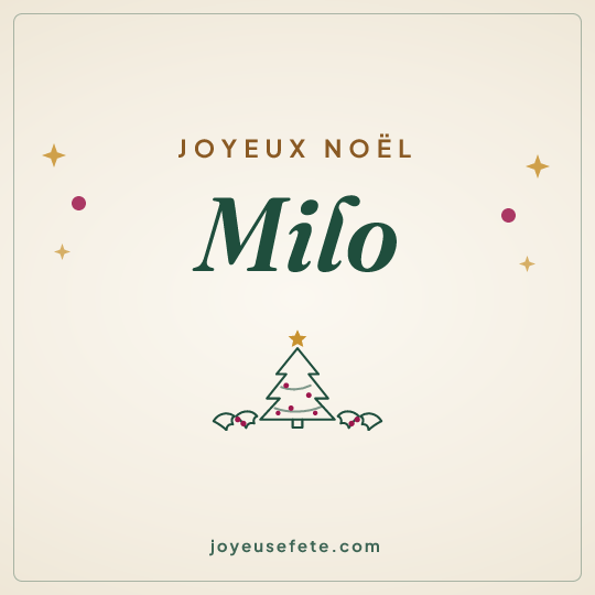 Image carrée « Joyeux Noël Milo » pour WhatsApp