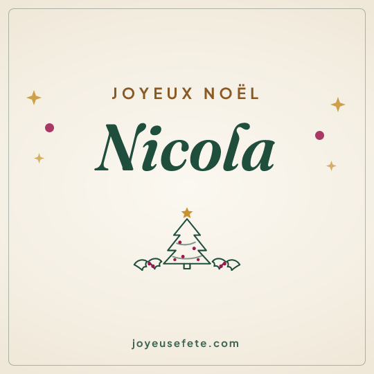 Image carrée « Joyeux Noël Nicola » pour WhatsApp