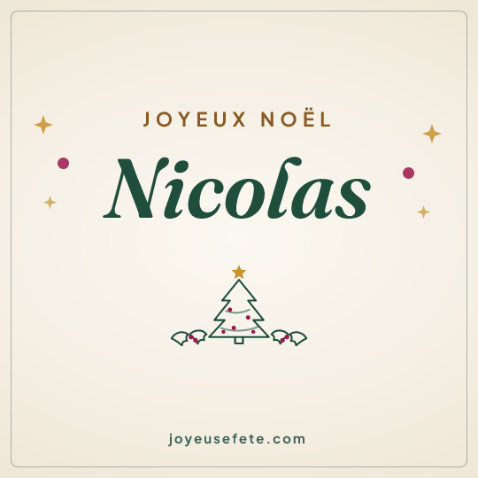 Image carrée « Joyeux Noël Nicolas » pour WhatsApp