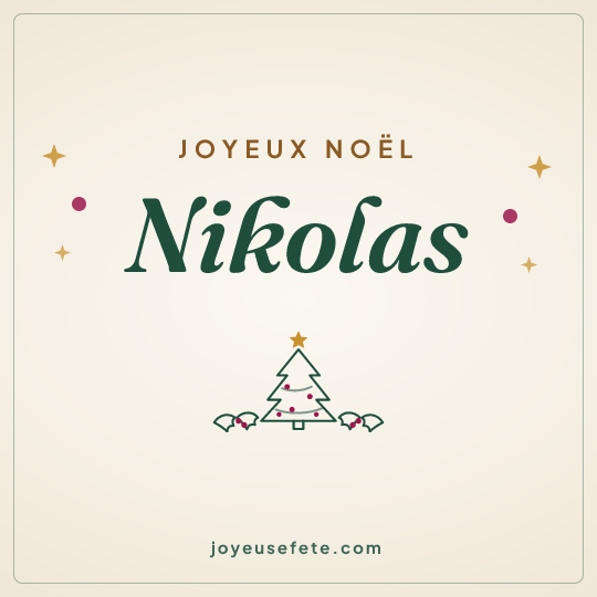 Image carrée « Joyeux Noël Nikolas » pour WhatsApp