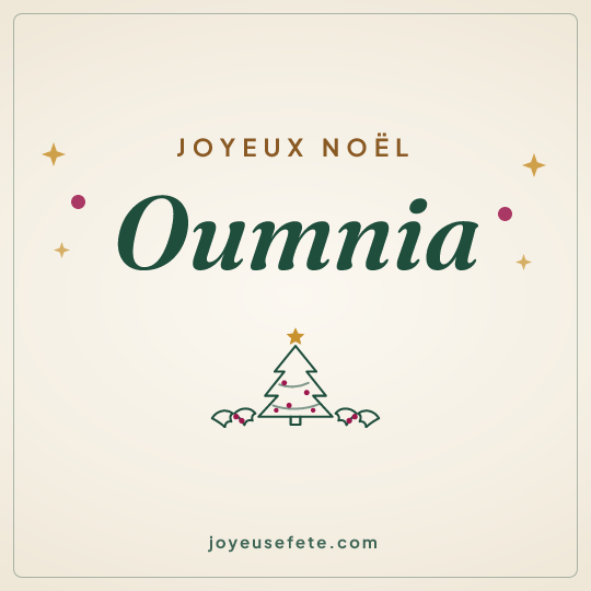 Image carrée « Joyeux Noël Oumnia » pour WhatsApp
