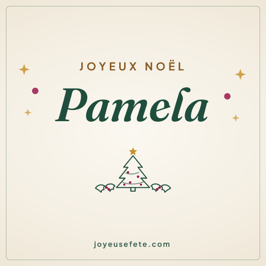 Image carrée « Joyeux Noël Pamela » pour WhatsApp