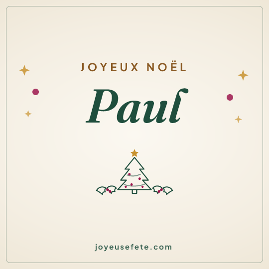 Image carrée « Joyeux Noël Paul » pour WhatsApp