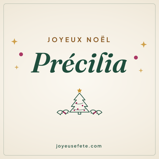 Image carrée « Joyeux Noël Précilia » pour WhatsApp