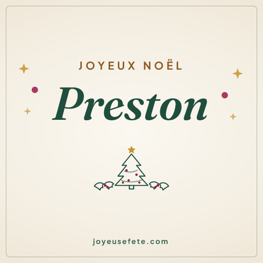 Image carrée « Joyeux Noël Preston » pour WhatsApp