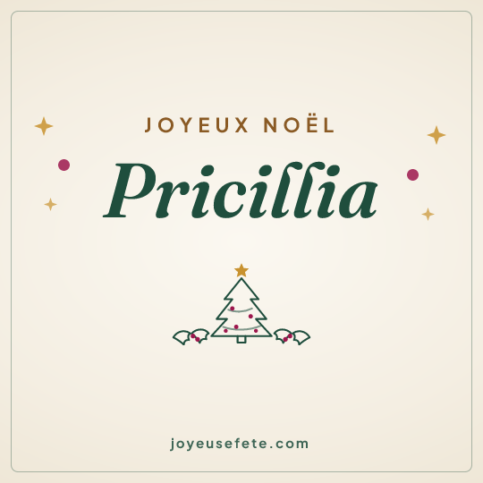 Image carrée « Joyeux Noël Pricillia » pour WhatsApp