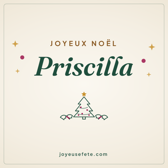Image carrée « Joyeux Noël Priscilla » pour WhatsApp