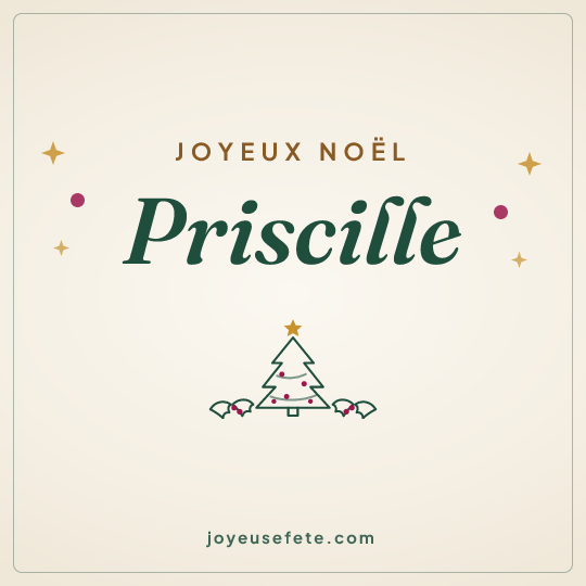 Image carrée « Joyeux Noël Priscille » pour WhatsApp