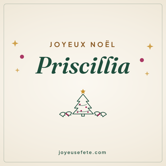 Image carrée « Joyeux Noël Priscillia » pour WhatsApp