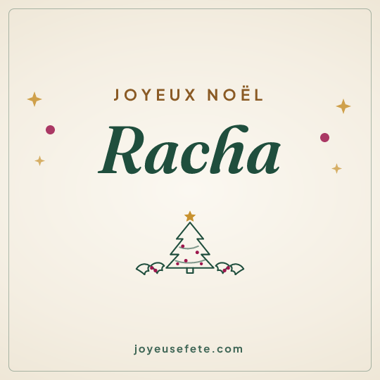 Image carrée « Joyeux Noël Racha » pour WhatsApp