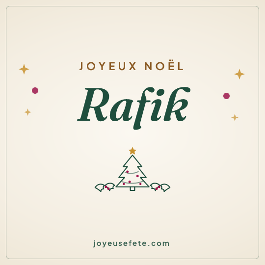 Image carrée « Joyeux Noël Rafik » pour WhatsApp
