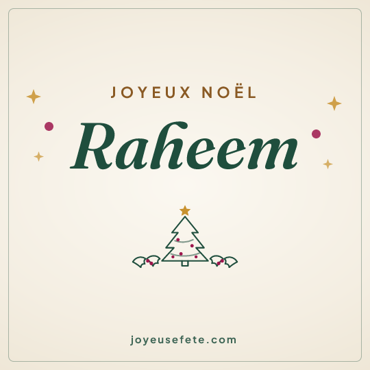 Image carrée « Joyeux Noël Raheem » pour WhatsApp