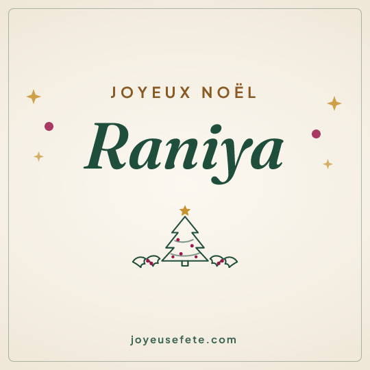 Image carrée « Joyeux Noël Raniya » pour WhatsApp