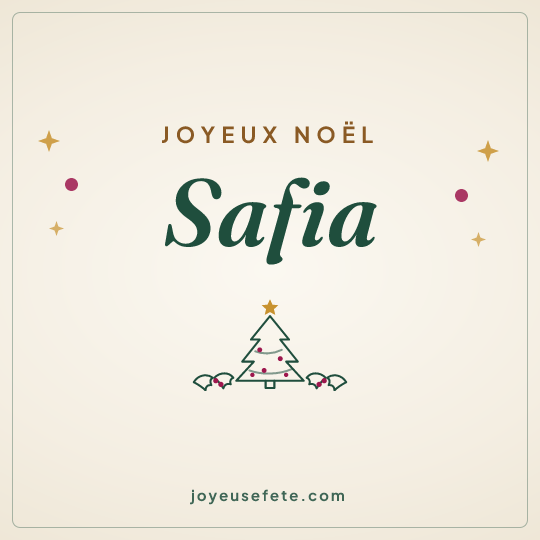 Image carrée « Joyeux Noël Safia » pour WhatsApp