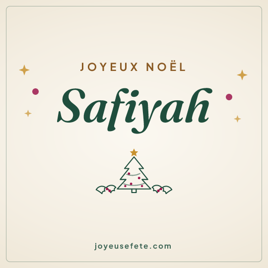 Image carrée « Joyeux Noël Safiyah » pour WhatsApp