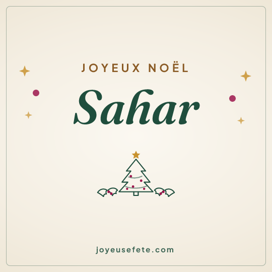 Image carrée « Joyeux Noël Sahar » pour WhatsApp