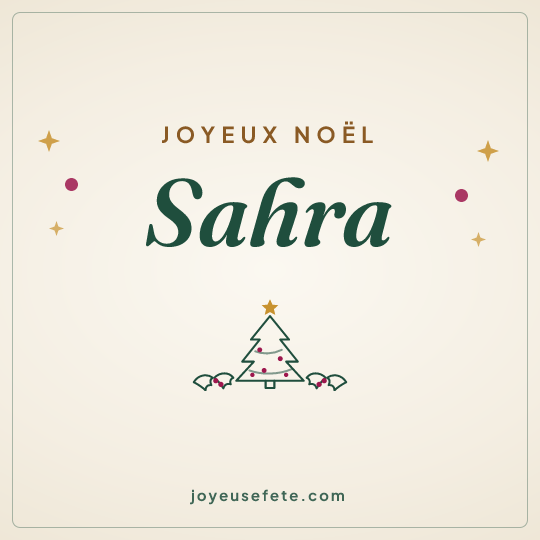 Image carrée « Joyeux Noël Sahra » pour WhatsApp