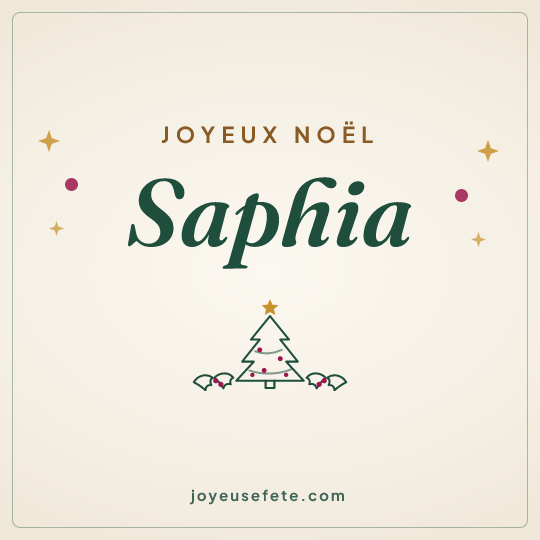 Image carrée « Joyeux Noël Saphia » pour WhatsApp
