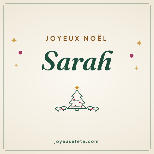 Image carrée « Joyeux Noël Sarah » pour WhatsApp