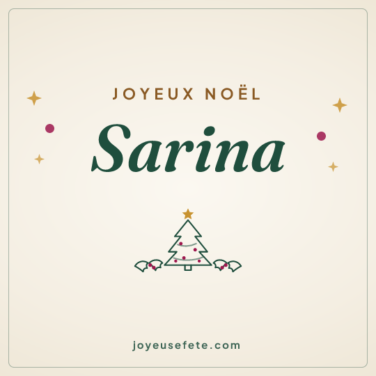 Image carrée « Joyeux Noël Sarina » pour WhatsApp