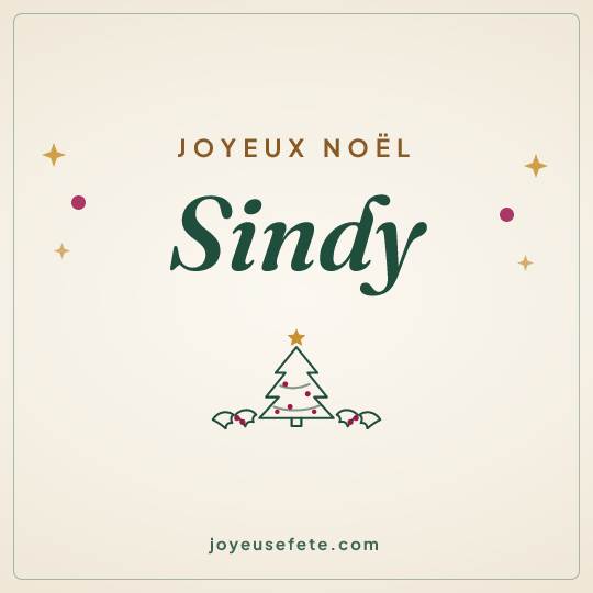 Image carrée « Joyeux Noël Sindy » pour WhatsApp
