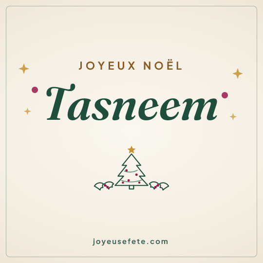 Image carrée « Joyeux Noël Tasneem » pour WhatsApp