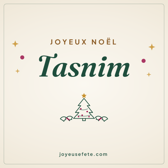 Image carrée « Joyeux Noël Tasnim » pour WhatsApp