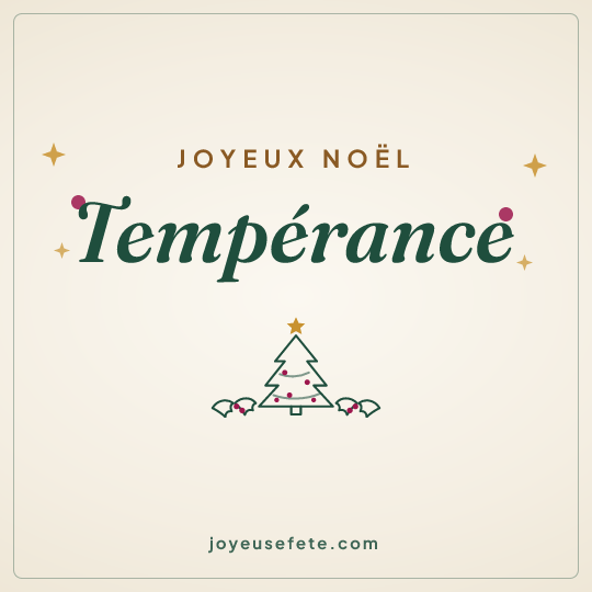 Image carrée « Joyeux Noël Tempérance » pour WhatsApp