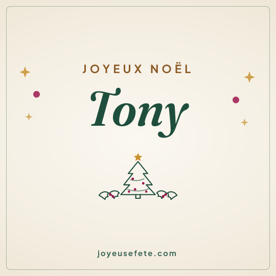 Image carrée « Joyeux Noël Tony » pour WhatsApp