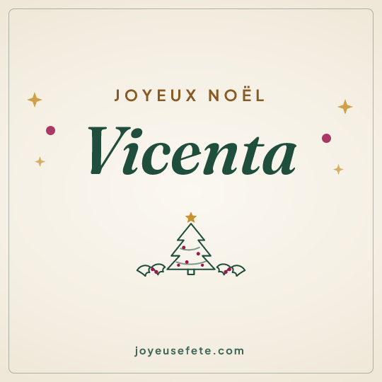 Image carrée « Joyeux Noël Vicenta » pour WhatsApp