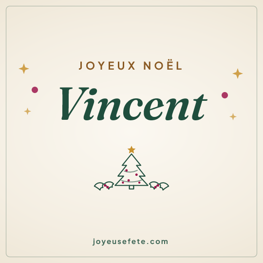 Image carrée « Joyeux Noël Vincent » pour WhatsApp
