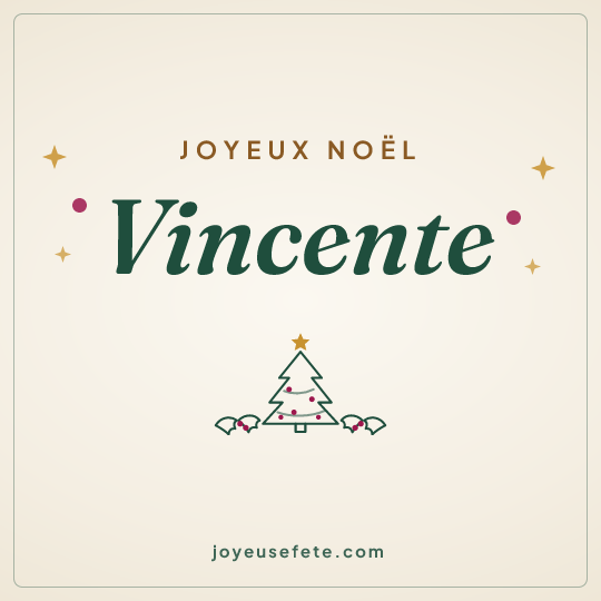 Image carrée « Joyeux Noël Vincente » pour WhatsApp