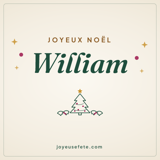 Image carrée « Joyeux Noël William » pour WhatsApp