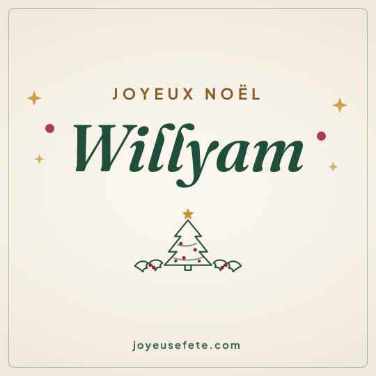 Image carrée « Joyeux Noël Willyam » pour WhatsApp