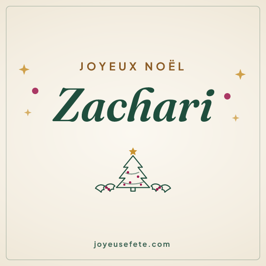 Image carrée « Joyeux Noël Zachari » pour WhatsApp