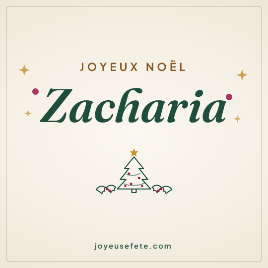 Image carrée « Joyeux Noël Zacharia » pour WhatsApp