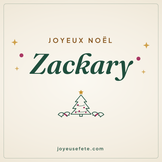 Image carrée « Joyeux Noël Zackary » pour WhatsApp