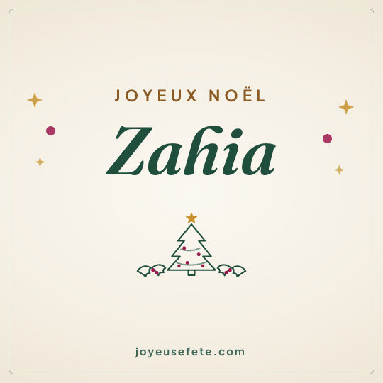 Image carrée « Joyeux Noël Zahia » pour WhatsApp