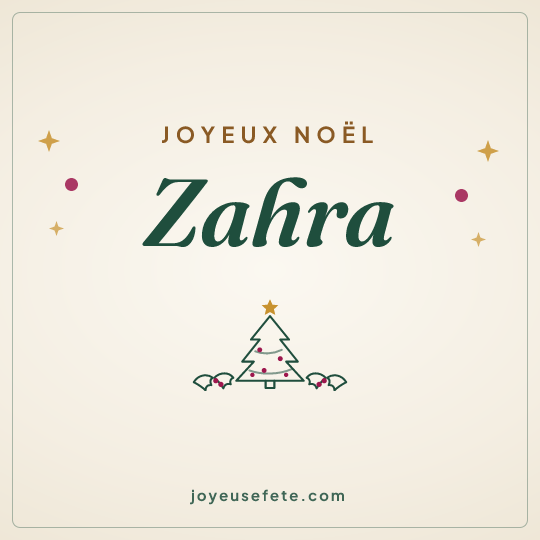 Image carrée « Joyeux Noël Zahra » pour WhatsApp