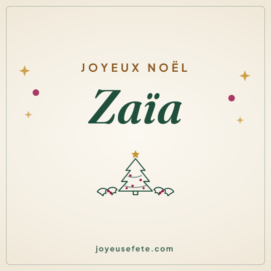 Image carrée « Joyeux Noël Zaïa » pour WhatsApp