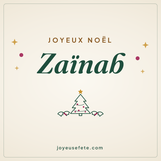 Image carrée « Joyeux Noël Zaïnab » pour WhatsApp