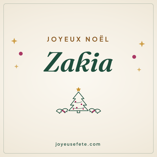 Image carrée « Joyeux Noël Zakia » pour WhatsApp