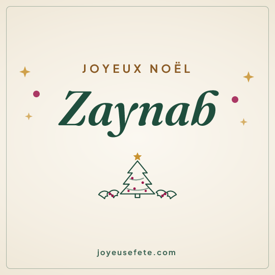 Image carrée « Joyeux Noël Zaynab » pour WhatsApp